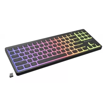 GENESIS Thor 430 TKL traadita mehaaniline mänguklaviatuur, Outemu Red lülitid, RGB taustvalgustus, kolme režiimiga (USB-C/2.4GHz/Bluetooth), USA inglise QWERTY, must