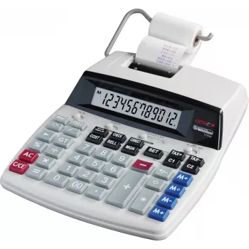 GENIE D69 PLUS lauakalkulaator tindirulliga, 12-kohaline LCD, 2-värviline printimine, AC/patarei