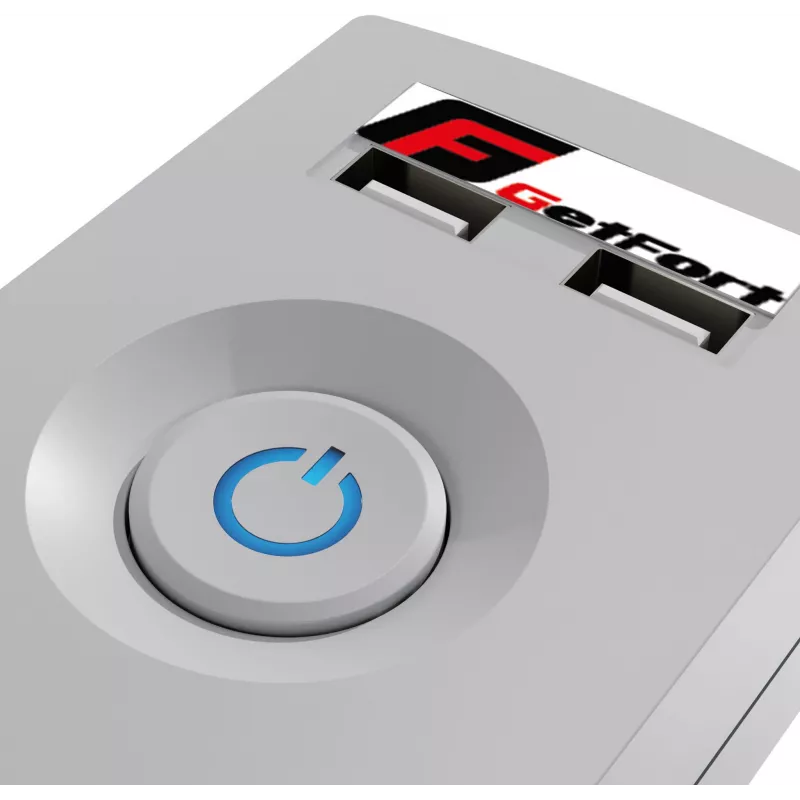 GETFORT 5-pistikupesaga liigpingekaitsega pikendusjuhe 2 USB laadimisportiga, 5 m kaabel, hall