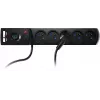GETFORT 5P-3M-B-USB liigpingekaitsega pikendusjuhe, 5 vahelduvvoolu pistikupesa, 2 USB-A porti, 3 m kaabel, must