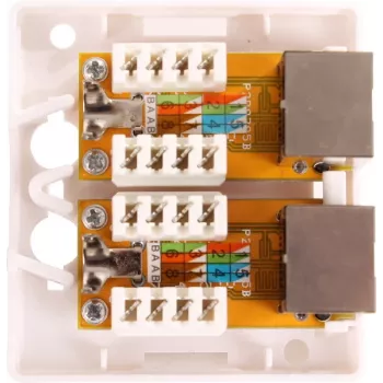 GETFORT GF-2G5EFTP varjestatud pinnapaigaldatav RJ45 pistikupesa, 2-port, Cat.5e, valge