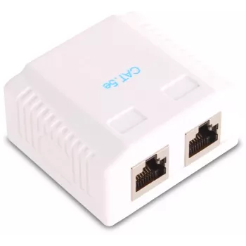 GETFORT GF-2G5EFTP varjestatud pinnapaigaldatav RJ45 pistikupesa, 2-port, Cat.5e, valge
