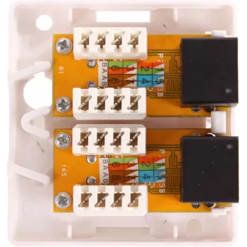 GETFORT GF-2G5EUTP Pinnapealne kahe RJ45 Cat.5e UTP võrgupistikupesa, valge