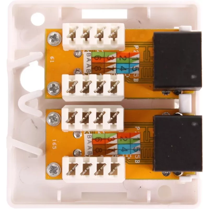 GETFORT GF-2G5EUTP Pinnapealne kahe RJ45 Cat.5e UTP võrgupistikupesa, valge