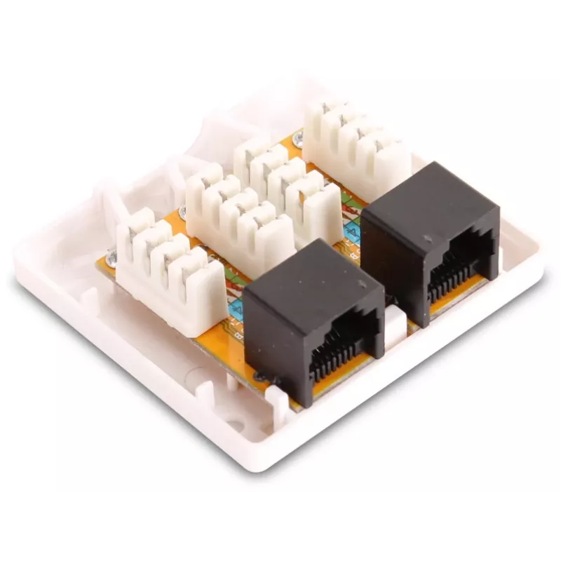 GETFORT GF-2G5EUTP Pinnapealne kahe RJ45 Cat.5e UTP võrgupistikupesa, valge