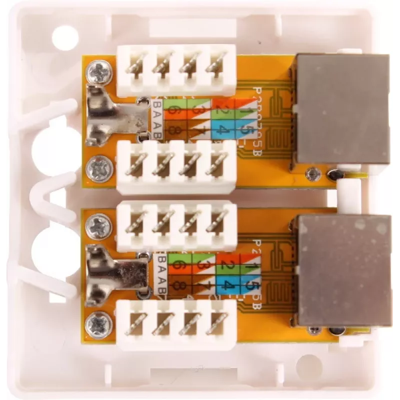 GETFORT GF-2G6FTP Varjestatud pinnale paigaldatav võrgupistikupesa, 2x RJ45, Cat6 FTP, valge