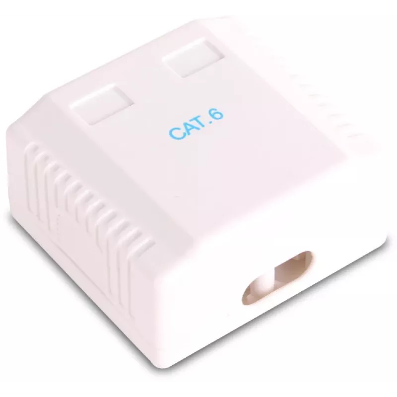 GETFORT GF-2G6FTP Varjestatud pinnale paigaldatav võrgupistikupesa, 2x RJ45, Cat6 FTP, valge