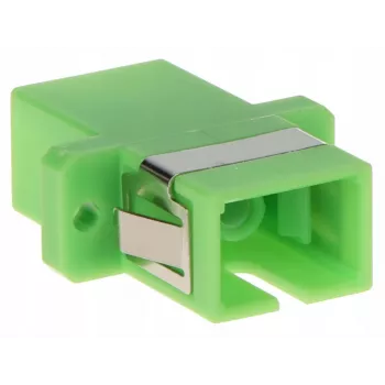 GETFORT SC/APC Simplex Fiiberoptiline adapter, ühemoodiline, roheline, äärikuga paneelikinnitus