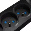 GETFORT liigpingekaitsega pikendusjuhe 5P-1.5M-B-USB, 5 pistikupesa, 2 USB, 1.5m, must