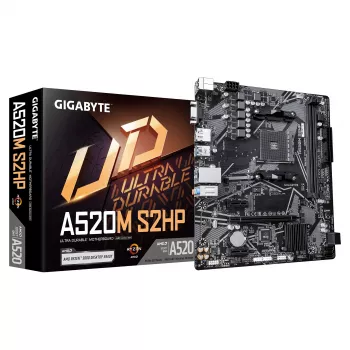 GIGABYTE A520M S2HP AM4 Micro-ATX emaplaat, DDR4, HDMI, D-Sub, DisplayPort, M.2, Gigabit LAN