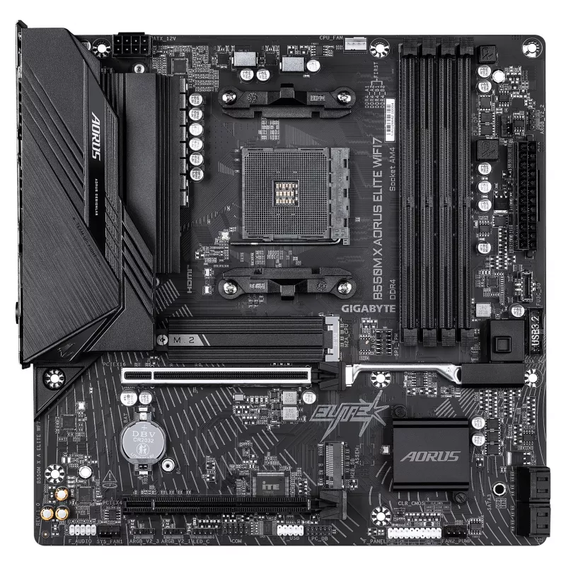 Gigabyte B550M X AORUS ELITE WIFI7 Micro-ATX emaplaat (AM4, DDR4, 2x M.2, Wi-Fi 7)