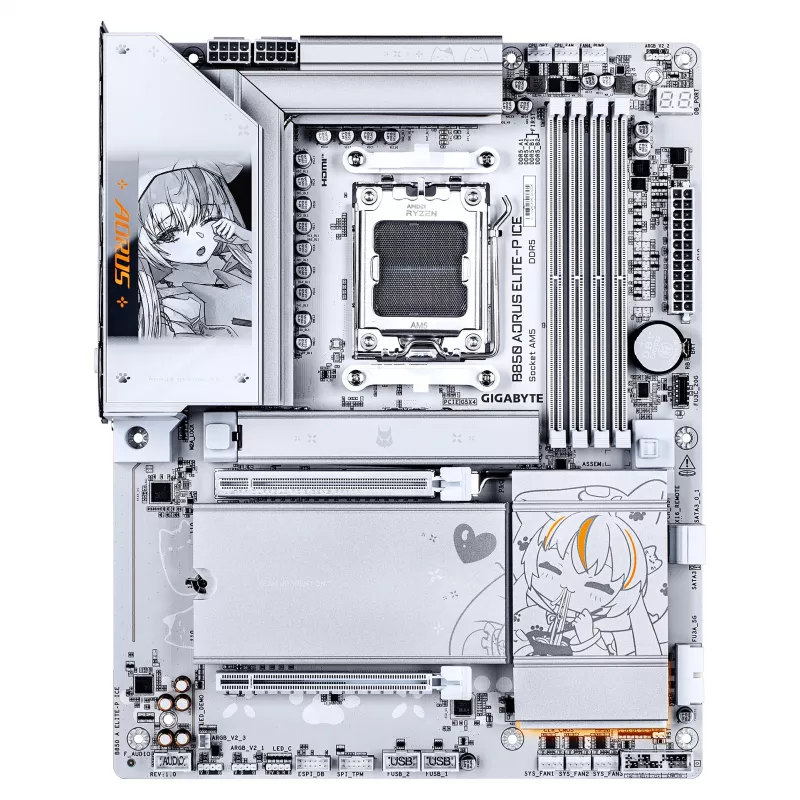 GIGABYTE B850 AORUS ELITE-P ICE AM5 ATX emaplaat, 4xDDR5, PCIe 5.0, 2.5GbE, Wi-Fi 6E, valge