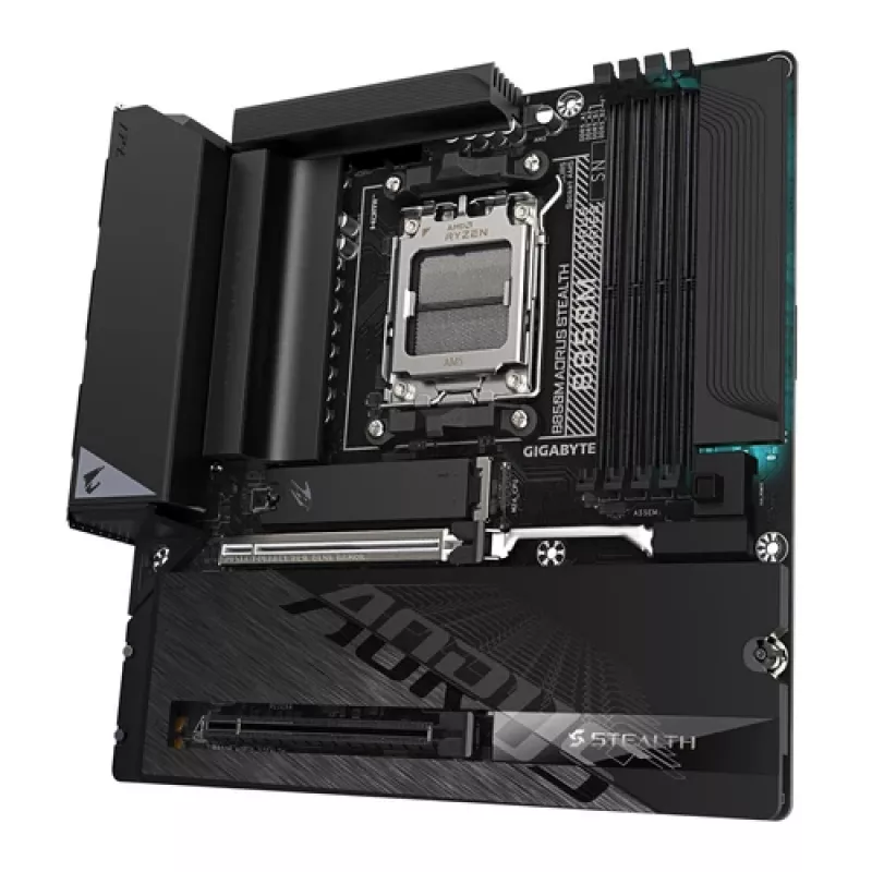 GIGABYTE B850M AORUS STEALTH AM5 Micro-ATX emaplaat, DDR5, 2.5GbE, Wi-Fi 6E, 3x M.2