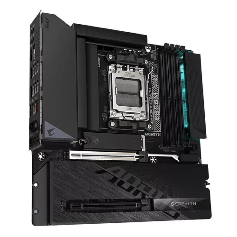 GIGABYTE B850M AORUS STEALTH AM5 Micro-ATX emaplaat, DDR5, 2.5GbE, Wi-Fi 6E, 3x M.2