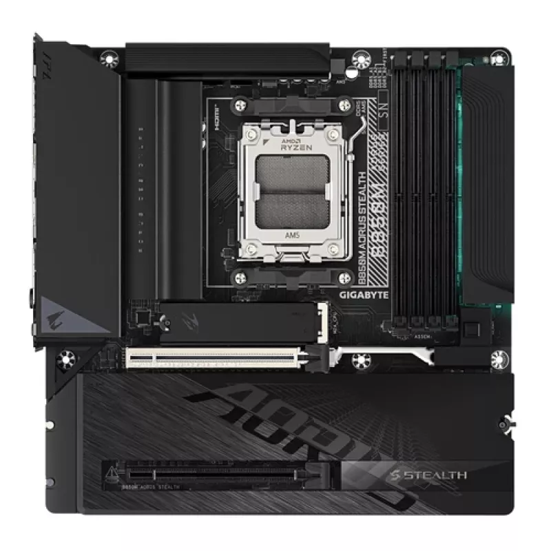 GIGABYTE B850M AORUS STEALTH AM5 Micro-ATX emaplaat, DDR5, 2.5GbE, Wi-Fi 6E, 3x M.2