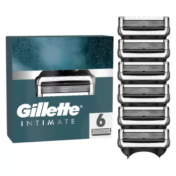 Gillette Intimate habemenoa terade vahetuspead, 6 kassetti, must, meeste intiimpiirkonna raseerimiseks