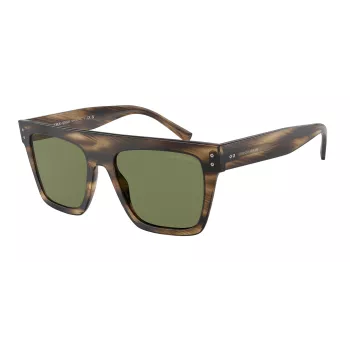 GIORGIO ARMANI Unisex Päikeseprillid AR8177-54092A - Triibuline Havana raam, tumerohelised läätsed, 52mm