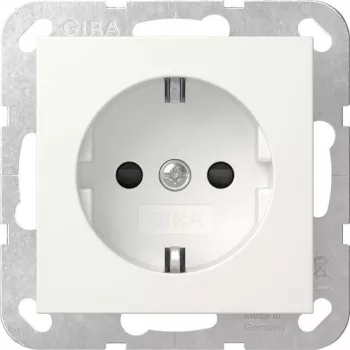 GIRA 418303 SCHUKO pistikupesa suurendatud puutekaitsega, System 55, puhtvalge läikiv