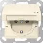 Gira 445401 SCHUKO pistikupesa klapiga, System 55, kreemvalge läikiv