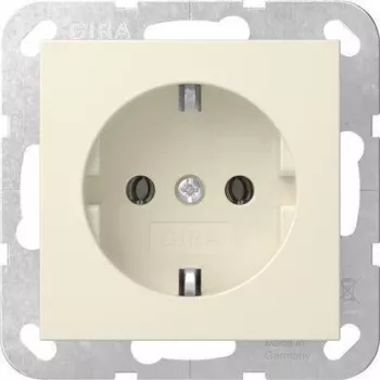 Gira 446601 SCHUKO pistikupesa süvispaigaldusega ilma küünisteta System 55 kreemvalge läikiv
