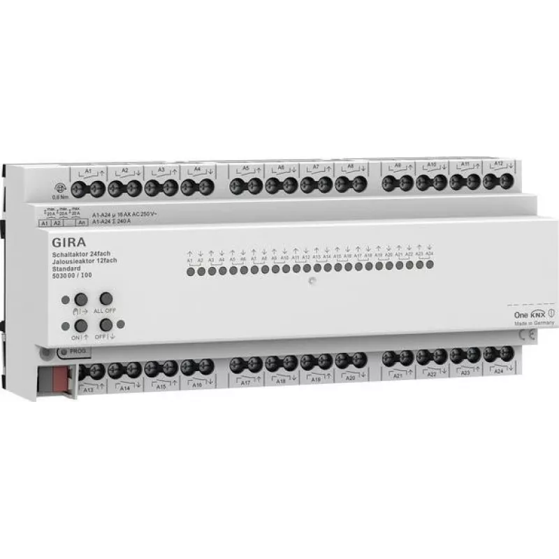 Gira KNX ONE 503000 lülitus- ja rulooajam 24x/12x 16 A Standard