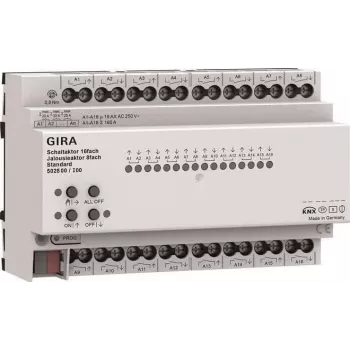 Gira KNX lülitus- ja ruloo-/kardina-ajam 16/8-kordne 16 A REG Plus koos KNX Secure 502800