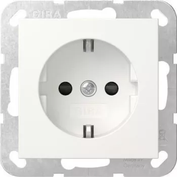 Gira System 55 SCHUKO pistikupesa, süvispaigaldatav, puhtvalge matt, 16 A, 250 V, täiustatud kontaktikaitsega 475527