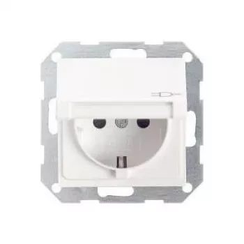 Gira System 55 Schuko pistikupesa klapiga, puhas valge siidmatt 045427