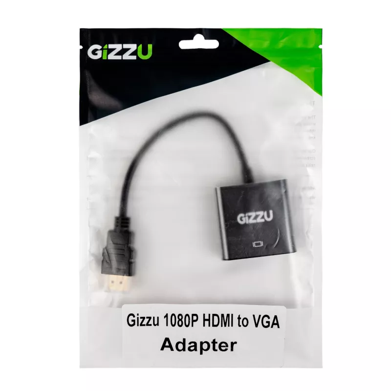 Gizzu 1080P HDMI-VGA adapter, polükarbonaat