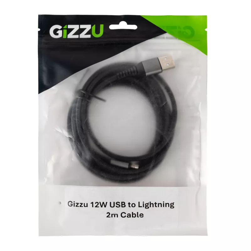 GIZZU 12W USB-Lightning 2m kaabel – MFi sertifitseeritud kiirlaadimine ja sünkroonimine