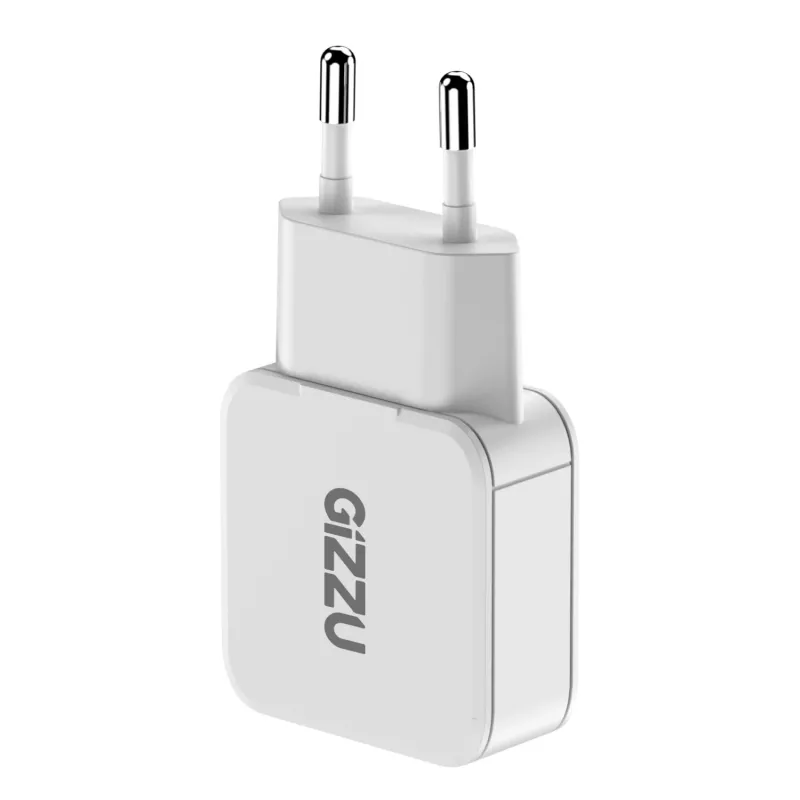 Gizzu 2-pordiline 30W GaN seinahoidja USB-C PD + USB-A QC valge