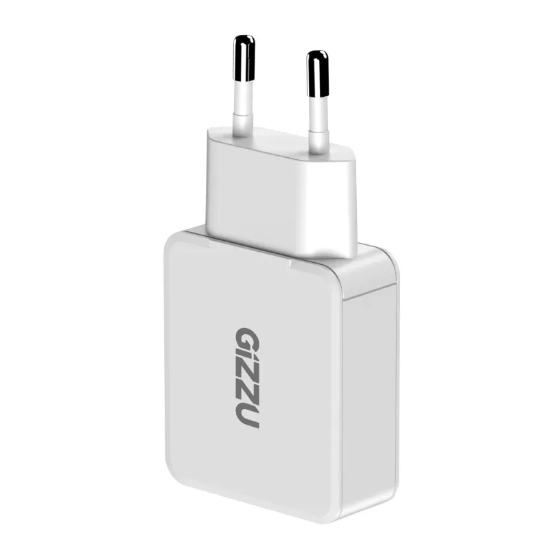 Gizzu 2-pordiline 45W GaN seinilaadija USB-C PD & USB-A QC valge