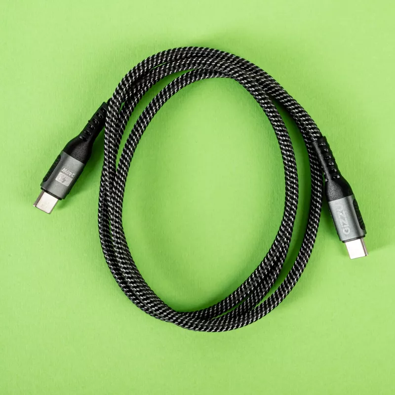 GIZZU 240W 480Mbps USB-C to USB-C punutud kaabel 1m must