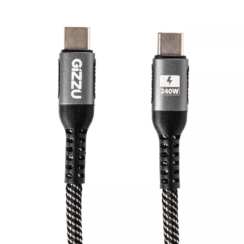 GIZZU 240W 480Mbps USB-C to USB-C punutud kaabel 1m must