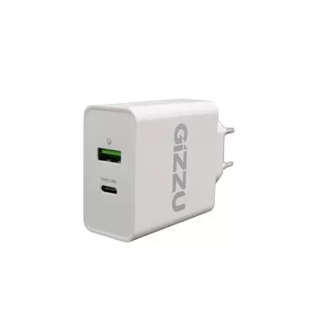 GIZZU 36W USB-C PD & QC3.0 kahe pordiga seinahoidja - valge