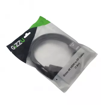 Gizzu 4K HDMI to DisplayPort aktiivne muundurkaabel 1,8 m must