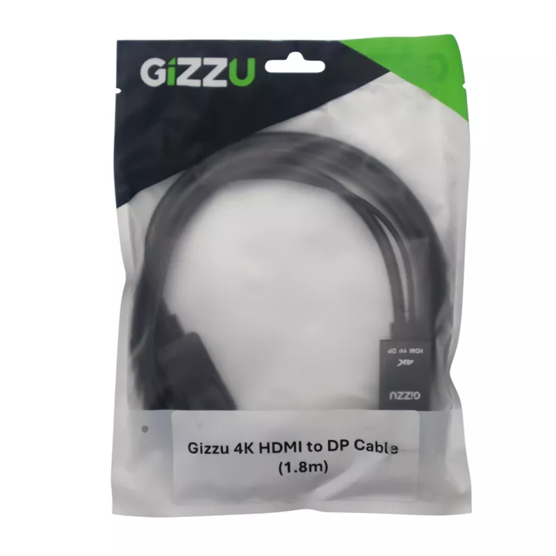 Gizzu 4K HDMI to DisplayPort aktiivne muundurkaabel 1,8 m must