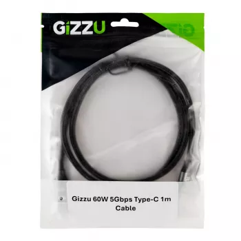 GIZZU 60W 5Gbps USB-C to USB-C kaabel 2m must
