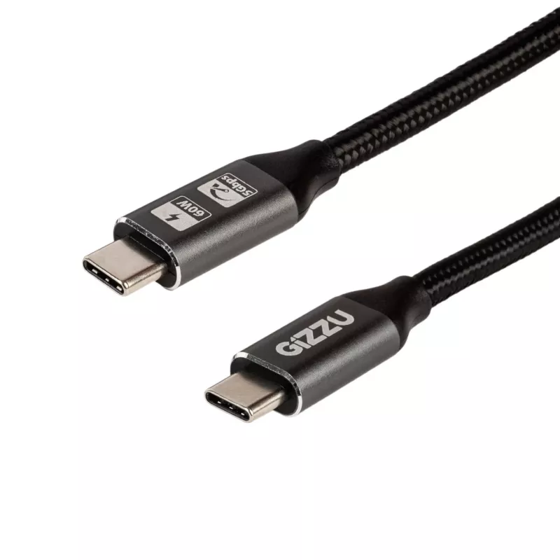 GIZZU 60W 5Gbps USB-C to USB-C kaabel 2m must