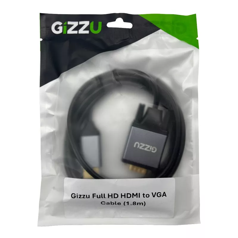 Gizzu Full HD HDMI-VGA-kaabel (1,8 m) - must