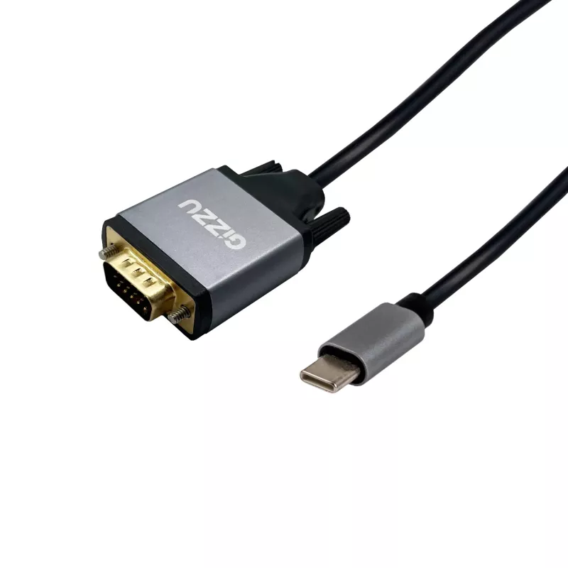 Gizzu Full HD USB-C to VGA adapterkaabel 1,8 m must
