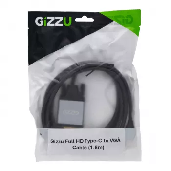 Gizzu Full HD USB-C to VGA adapterkaabel 1,8 m must
