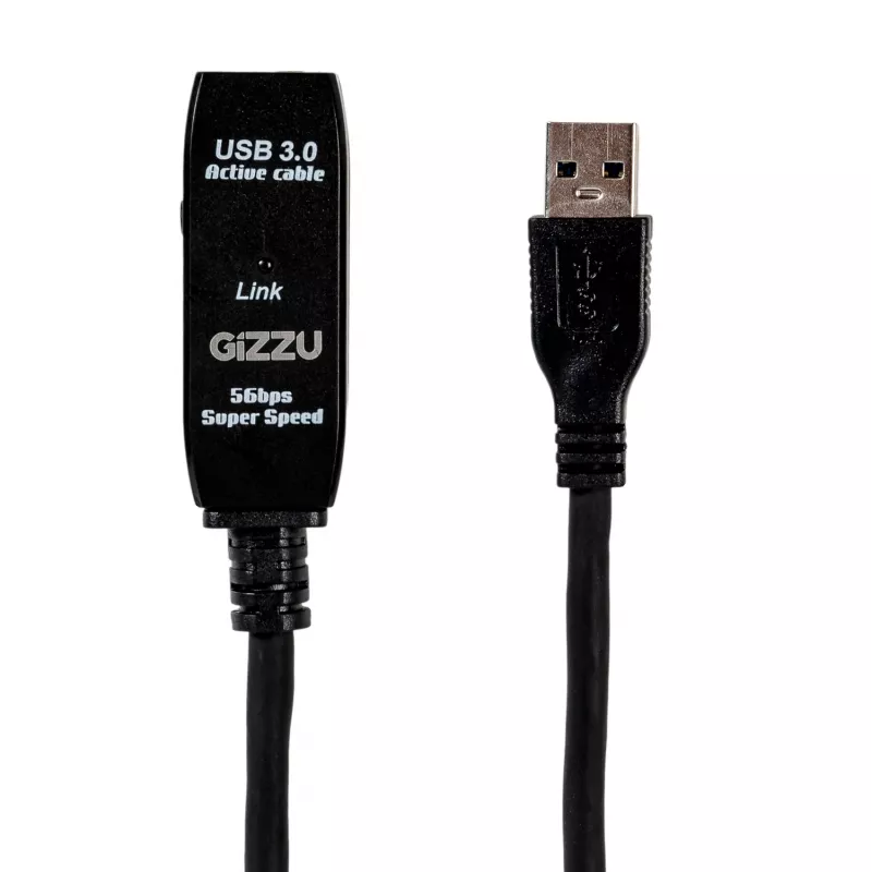 Gizzu USB 3.0 aktiivne pikenduskaabel 5m - must
