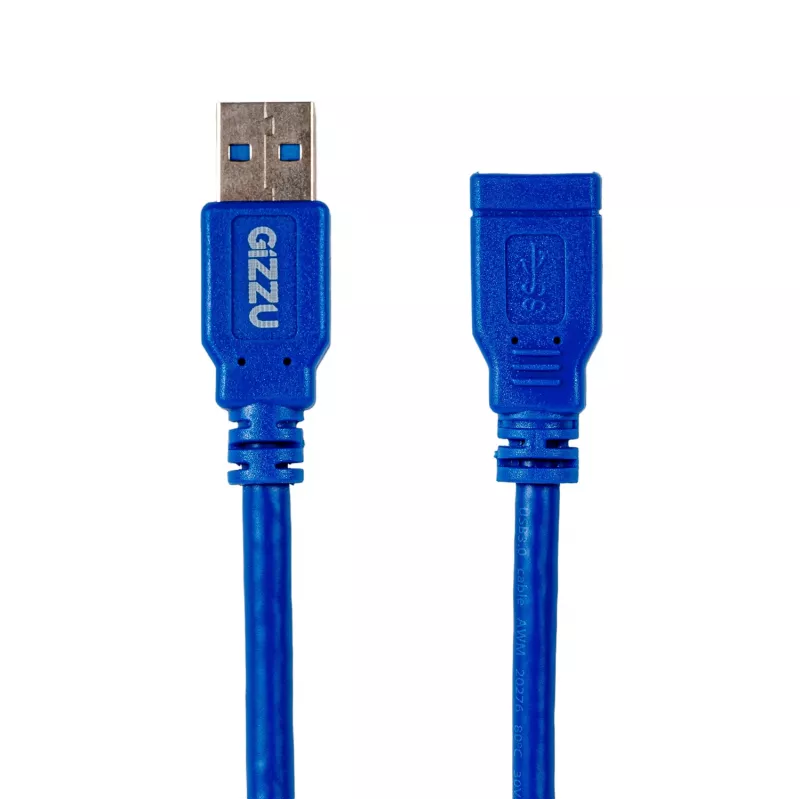 Gizzu USB 3.0 pikenduskaabel 2m – 5Gbps, isane emasele, must