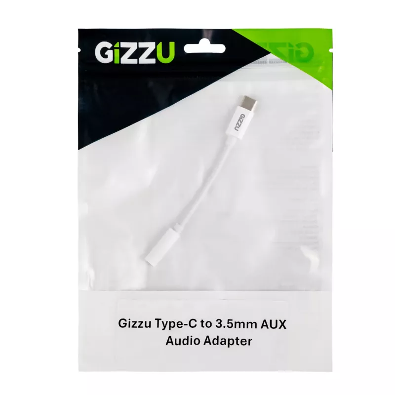 Gizzu USB Type-C - 3,5 mm AUX heliadapter - valge