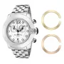 GLAM ROCK Naiste Miami Beach Kronograafkell GR32154 - 44mm roostevabast terasest korpus, valge silikoonrihm, Šveitsi kvartsliikumine