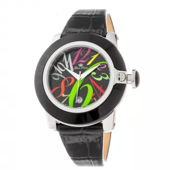 GLAM ROCK naiste kell GR32018-BB (44mm) - Šveitsi kvarts, must keraamiline raam, silikoonrihm