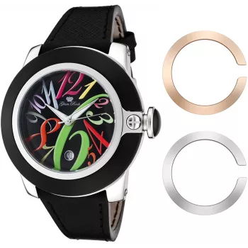 GLAM ROCK naiste kell GR32018 Miami kollektsioon 44mm Šveitsi kvarts roostevaba teras nahk must