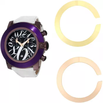 GLAM ROCK Naiste kell GR32112 (44mm) - Šveitsi kvarts, valge keraamiline raam, silikoonrihm
