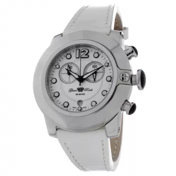 GLAM ROCK Naiste Kell GR32153 44mm Šveitsi Kvarts Valge Pärlmutter Sihtnäidikuga Valge Nahkrihm
